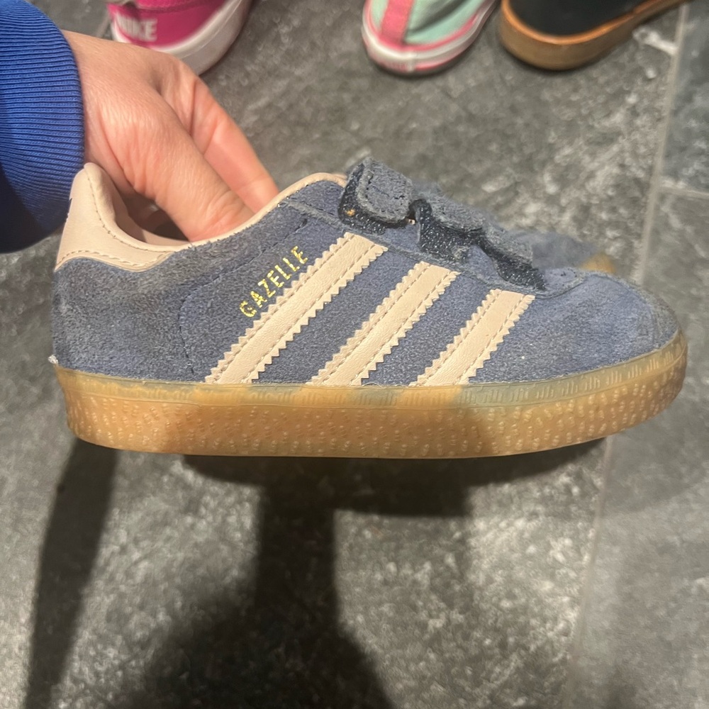 Adidas Kids Gazelle Navy and Beige Sneakers